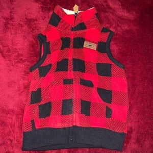 Red and Black plaid vest